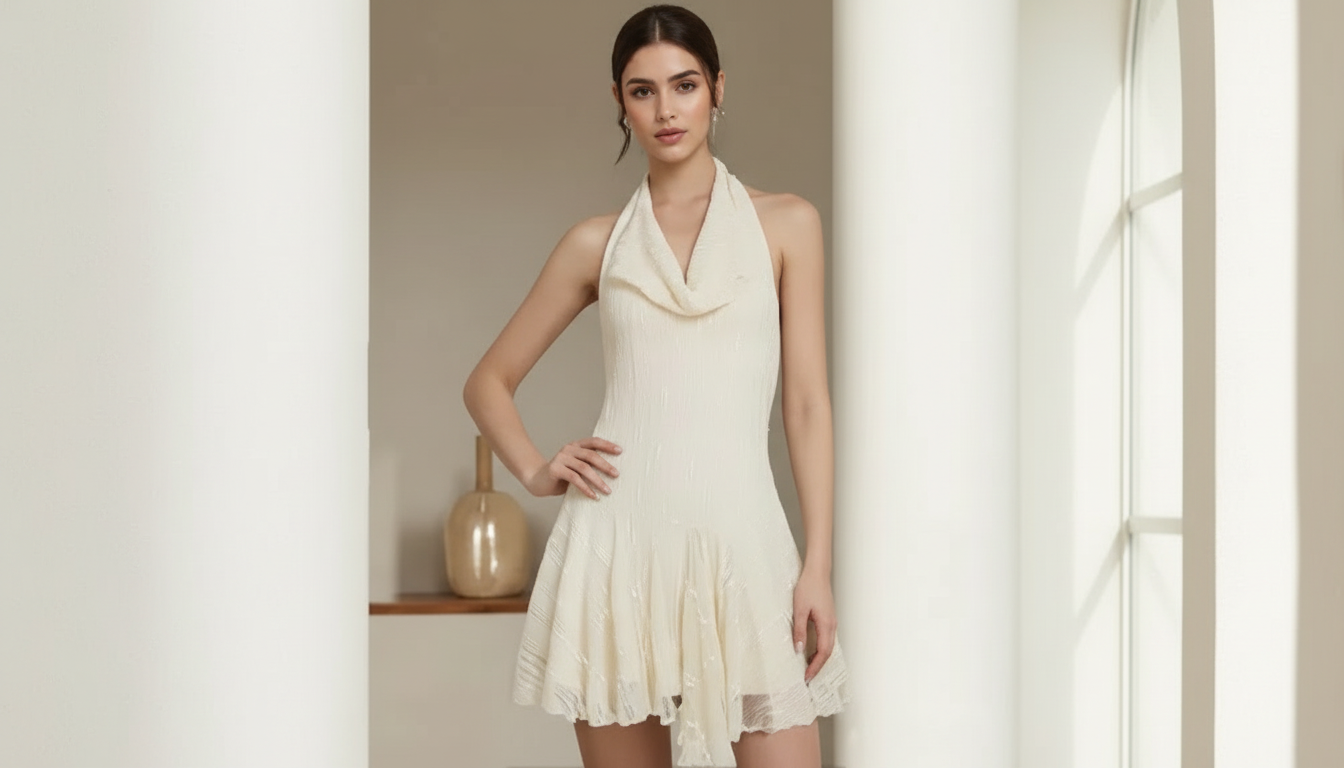 Backless Lace Cowl Neck Mini Dress: Night-Out Styling